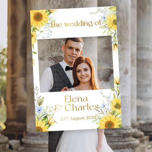 Sunflowers Wedding Selfie Frame and Welcome Sign