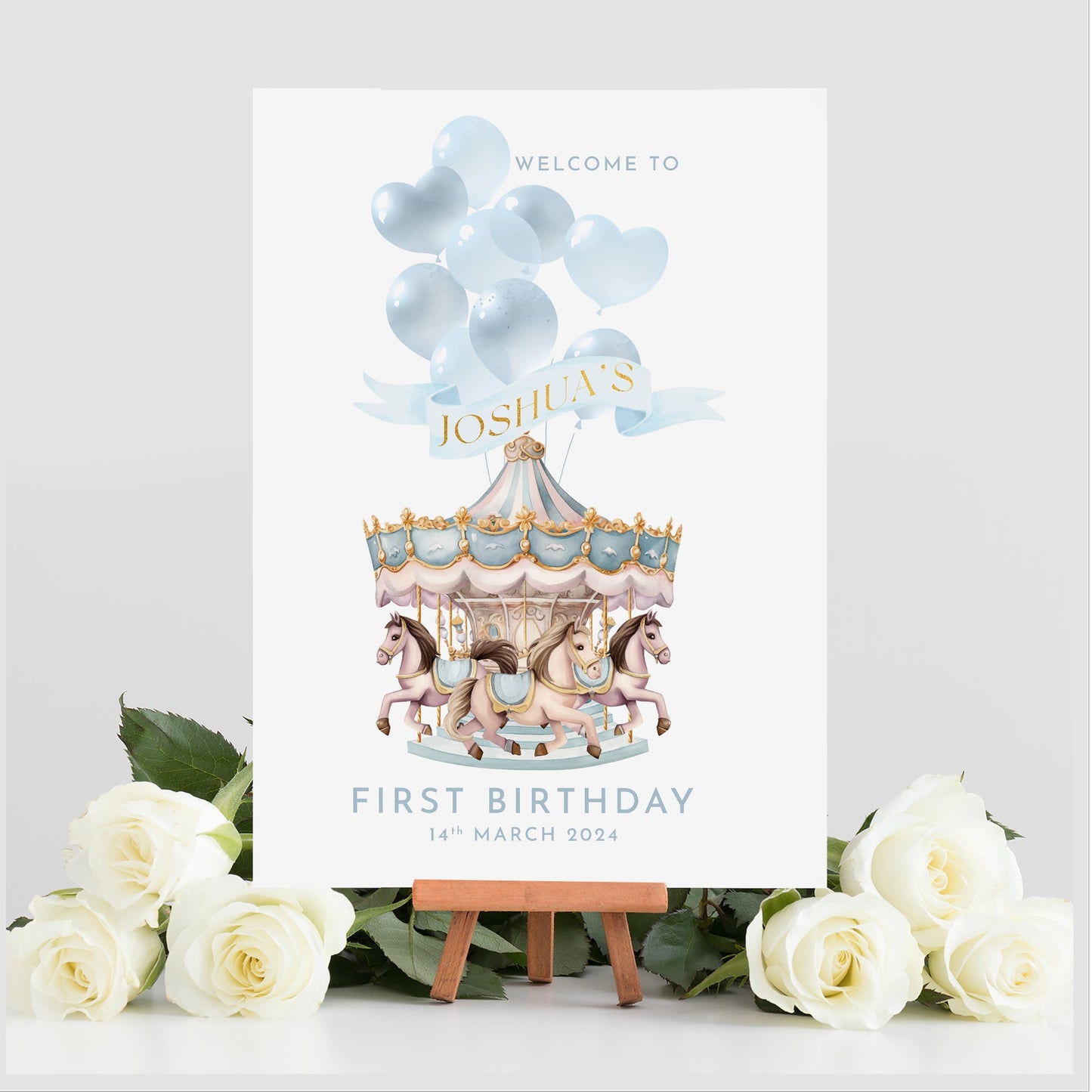 Carousel Themed Birthday Party Selfie Frame and Party Sign