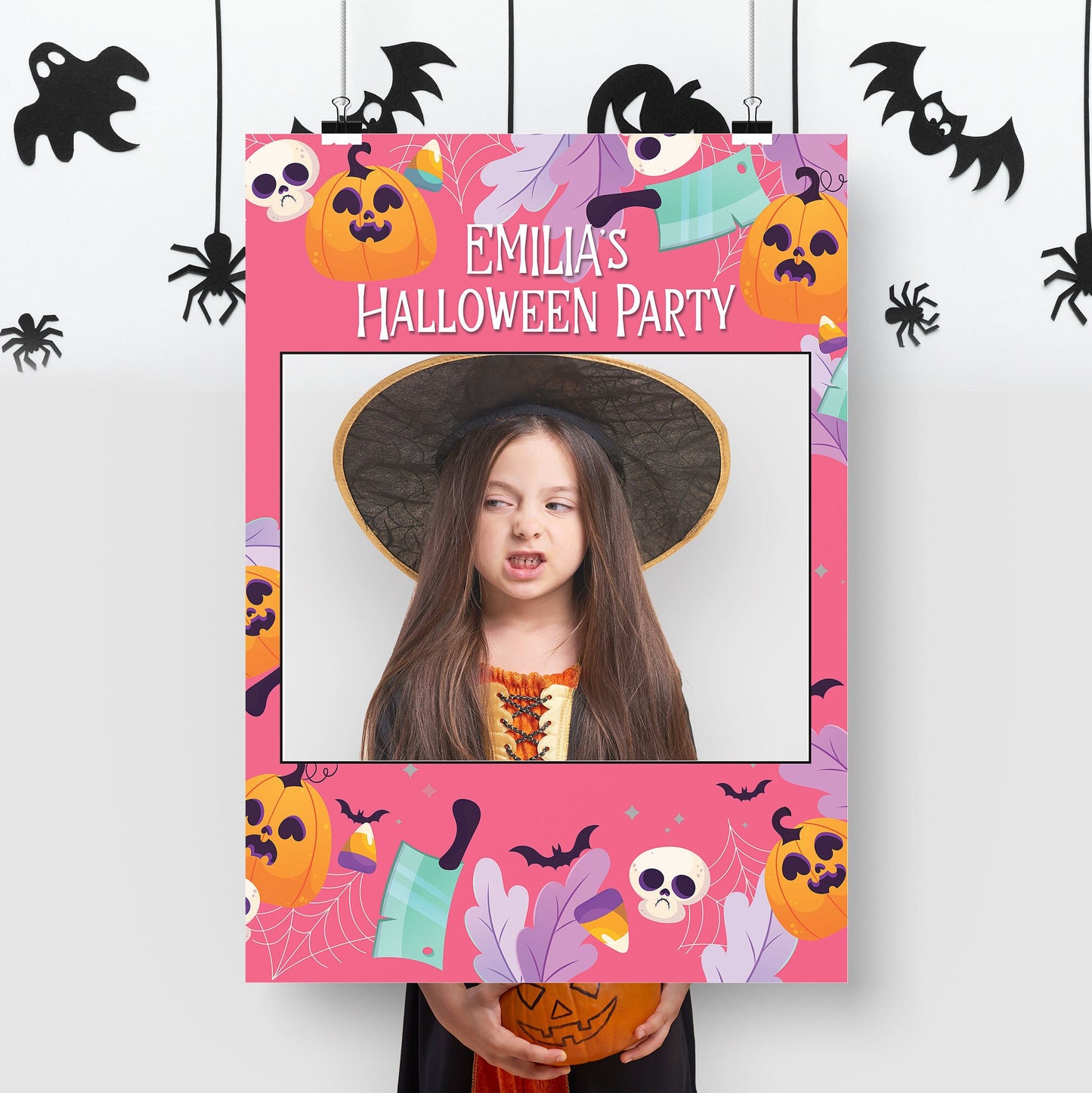 Pink Halloween Selfie Frame and Party Sign