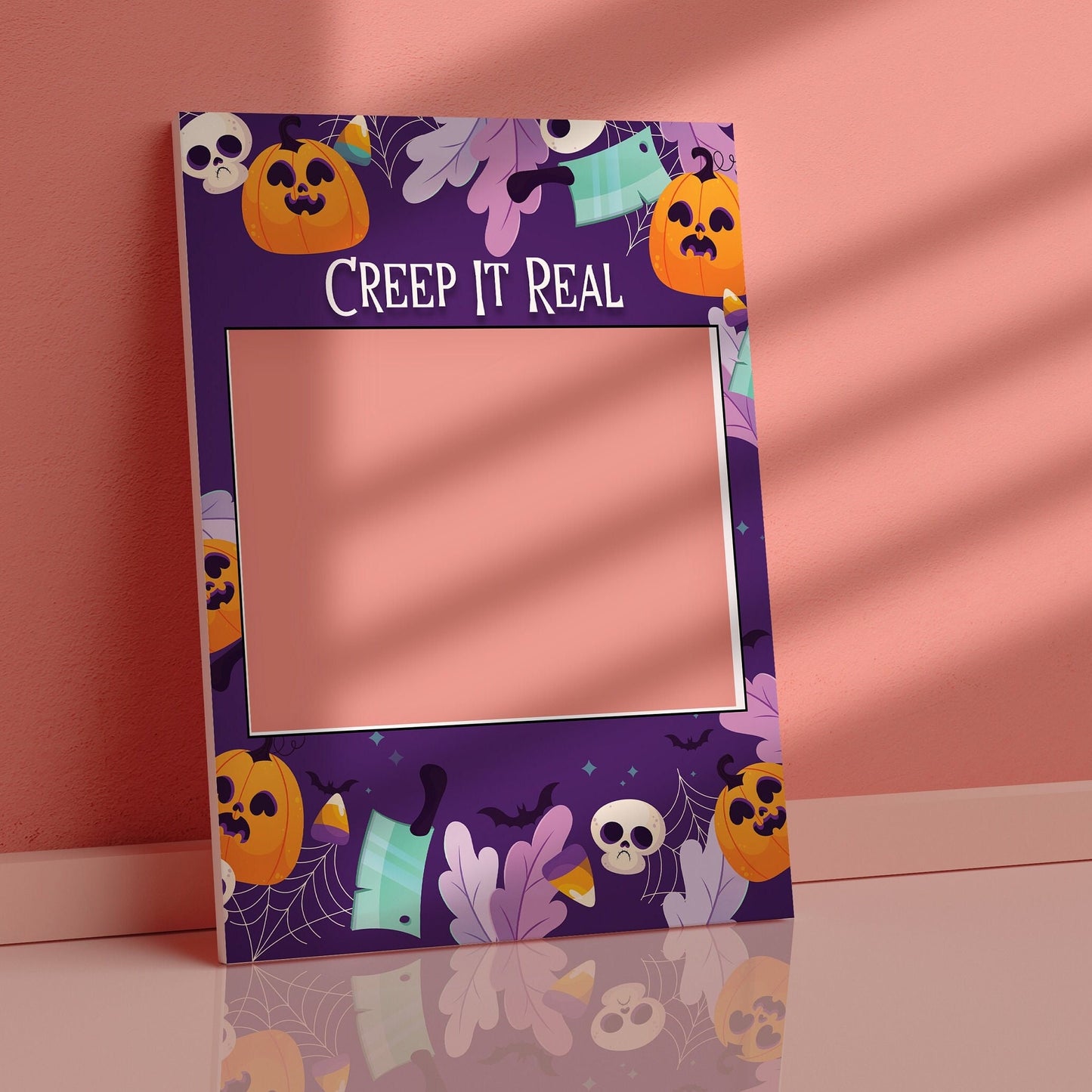 Pumpkin and Skulls Halloween Selfie Frame and Party Sign