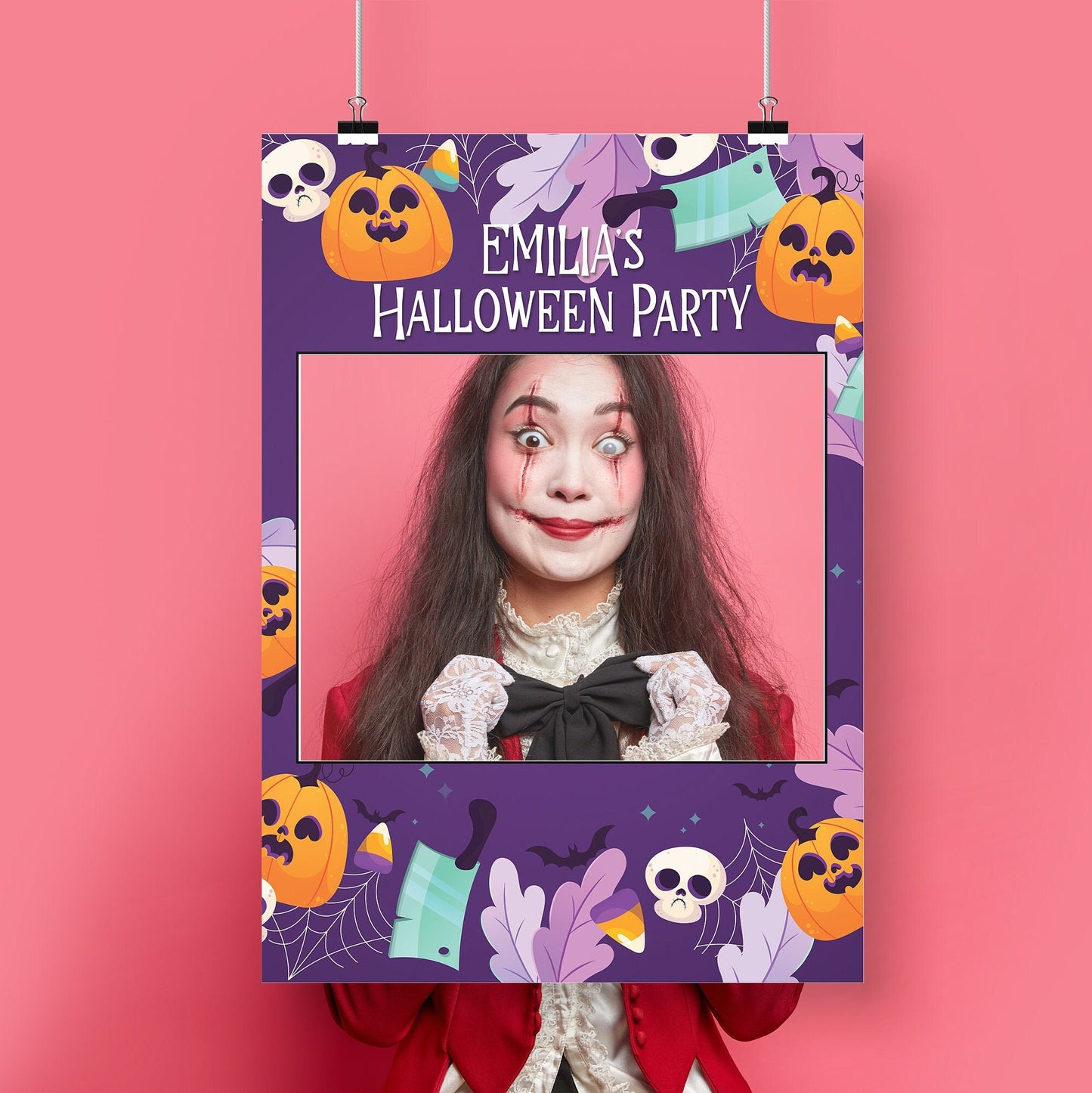 Pumpkin and Skulls Halloween Selfie Frame and Party Sign