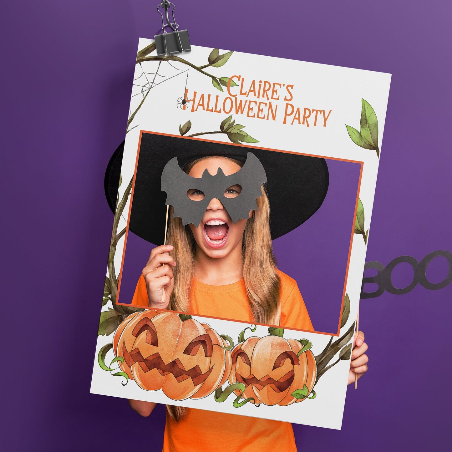 Pumpkin Halloween Selfie Frame and Matching Sign