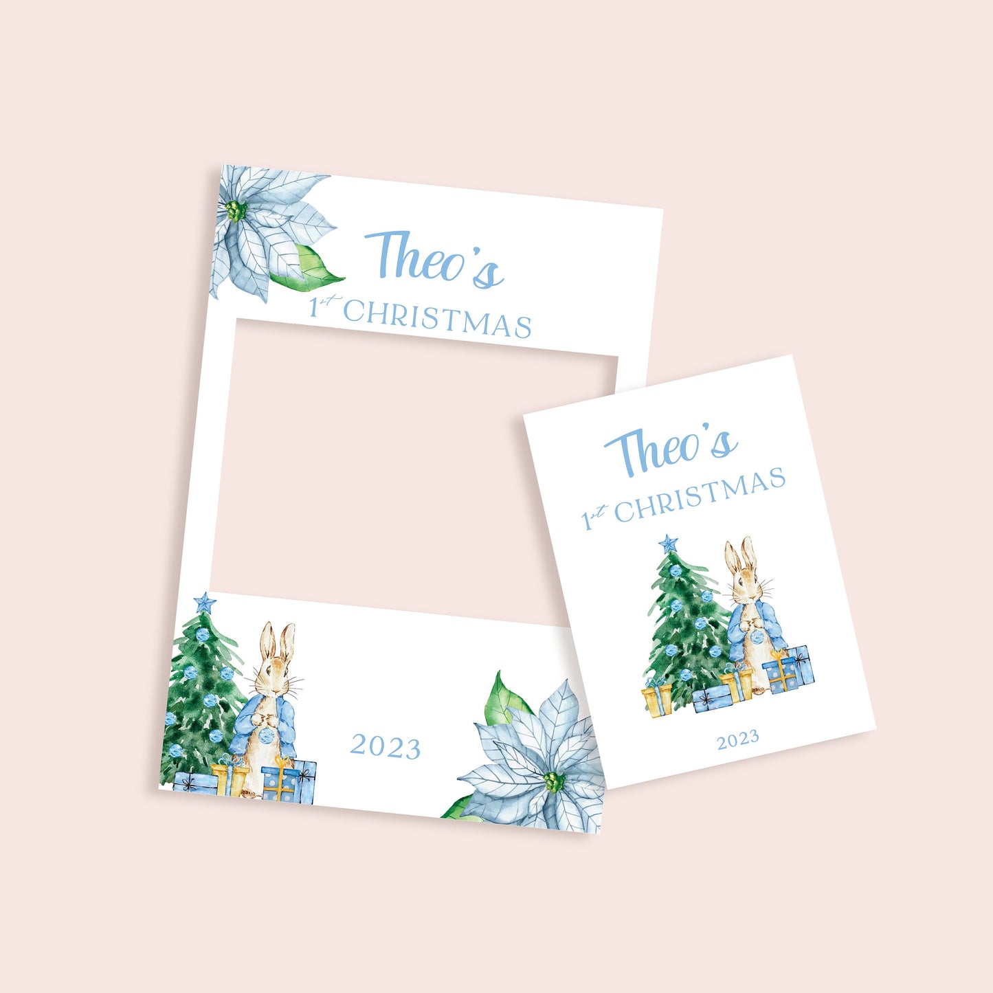 1st Christmas Peter Rabbit Selfie Frame and Party Sign