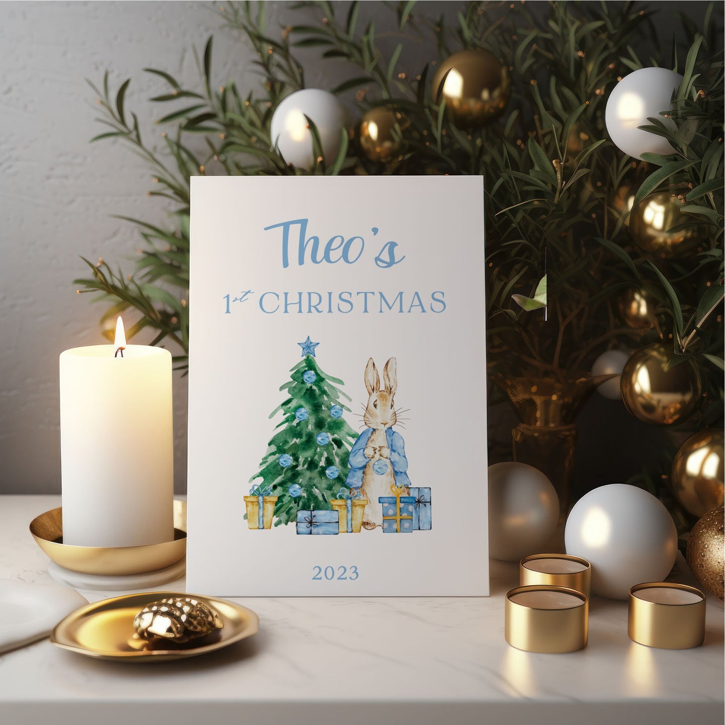 1st Christmas Peter Rabbit Selfie Frame and Party Sign