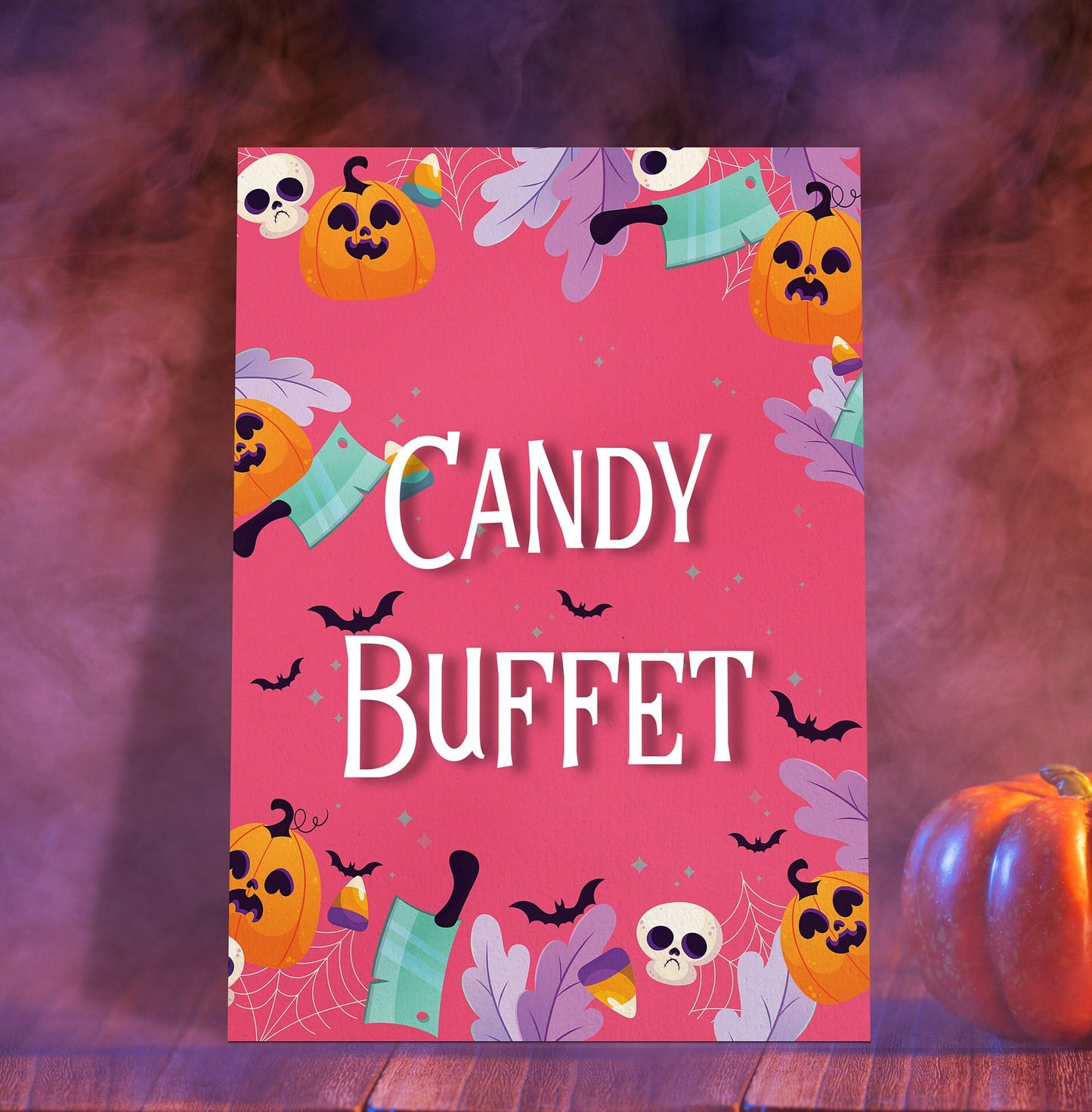 Pink Pumpkin Halloween Party Sign