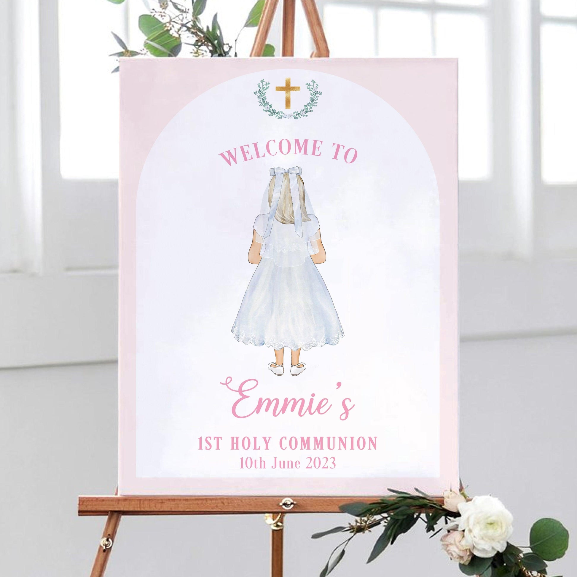 Girl's Portrait Style First Holy Communion Sign - Smart Party Shop