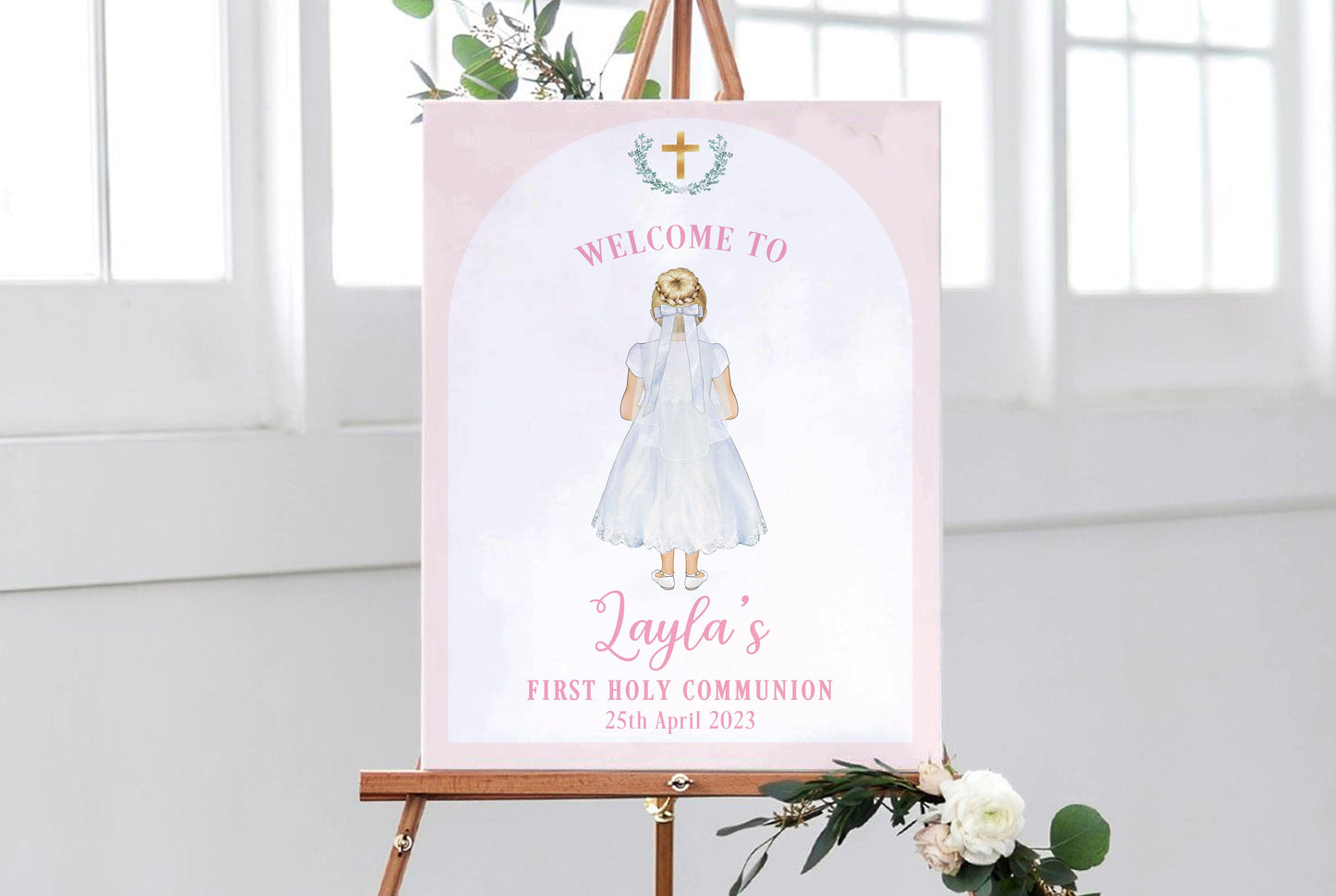 Girl's Portrait Style First Holy Communion Sign - Smart Party Shop