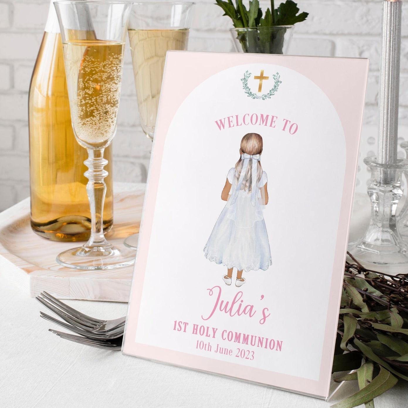 Girl's Portrait Style First Holy Communion Sign - Smart Party Shop