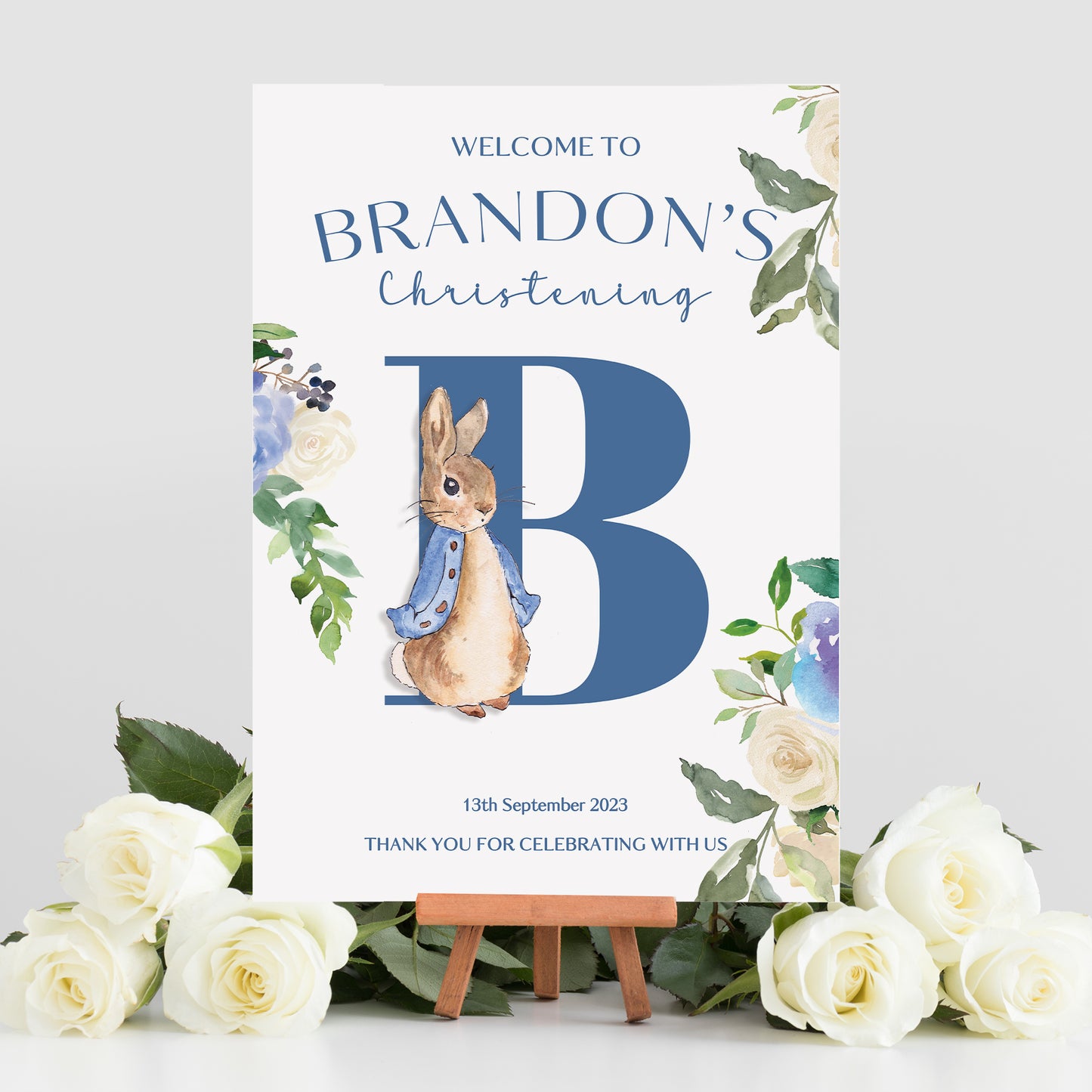 Initial Peter Rabbit Christening Welcome Sign