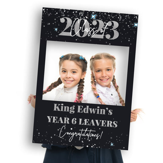 Black and Silver School Leavers Party Selfie Frame