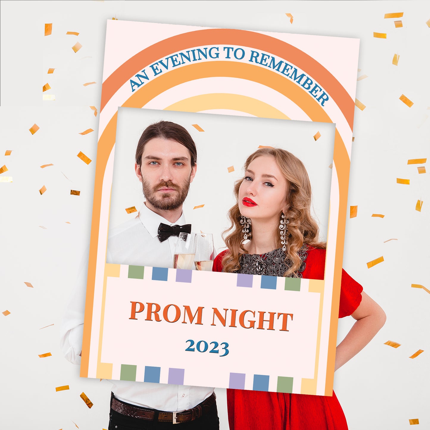 Rainbow Prom Party or Graduation Selfie Frame and Sign