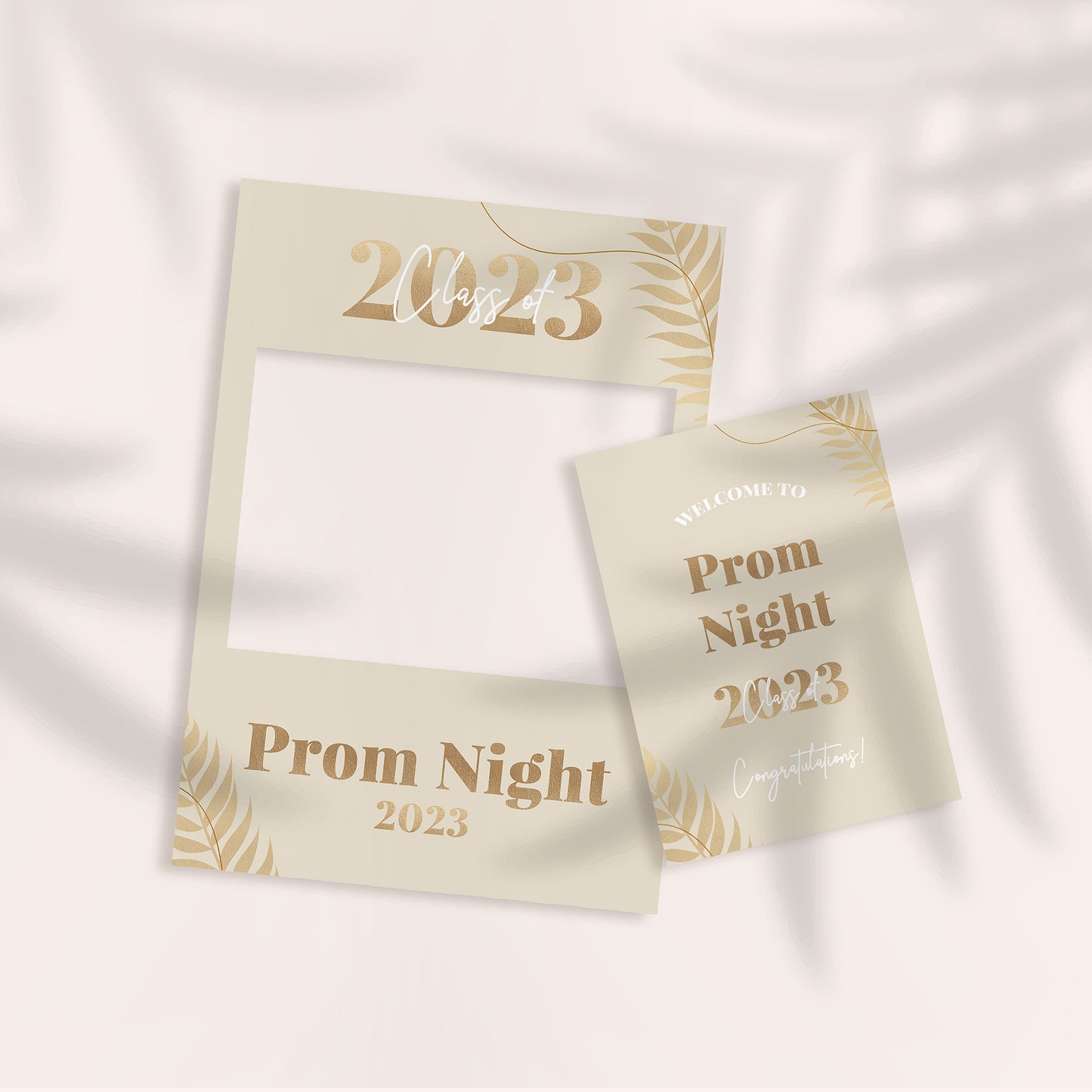 Champagne Gold Prom or Graduation Selfie Frame and Sign