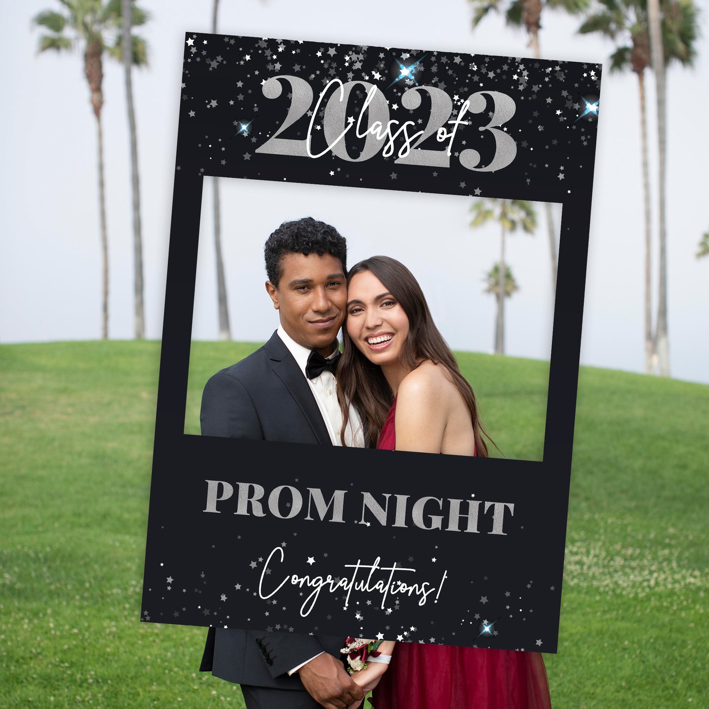 Black and Silver Prom or Graduation Selfie Frame and Sign