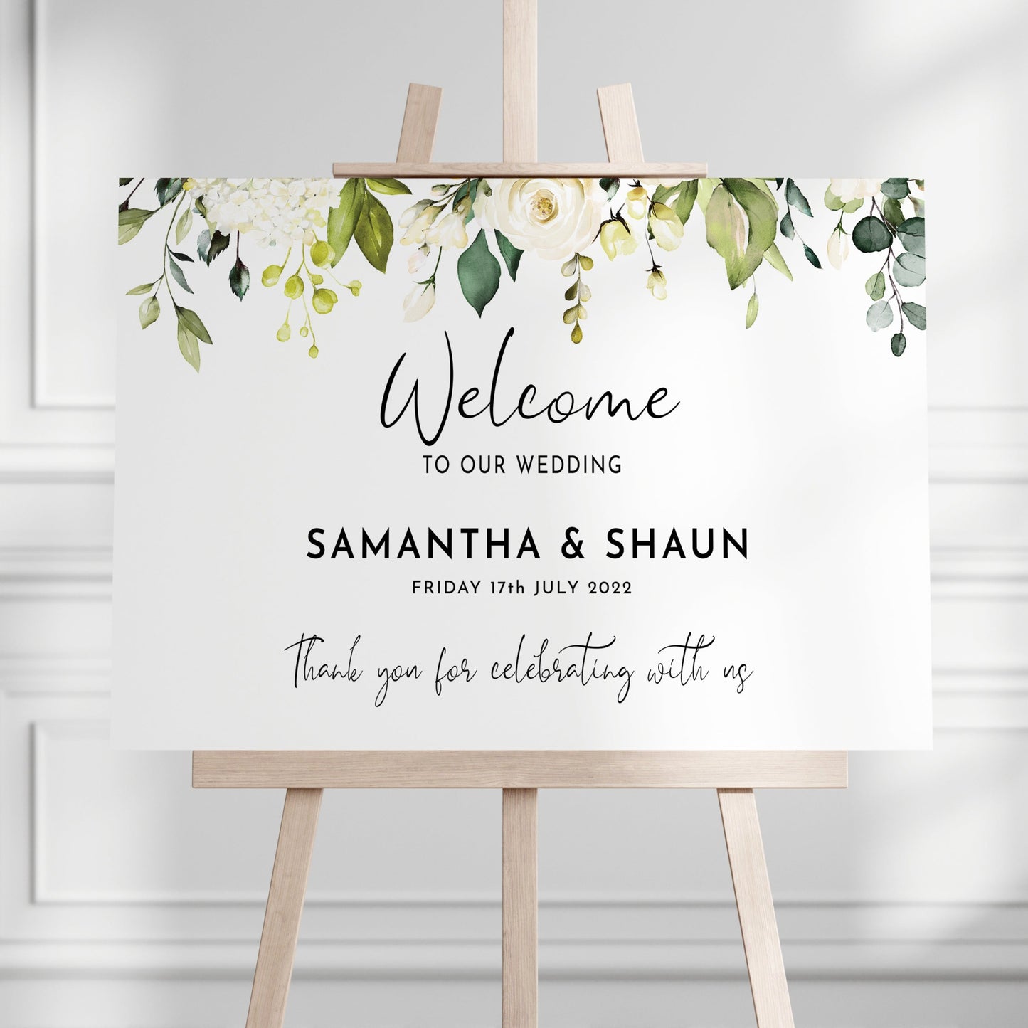 White Rose Wedding Welcome Sign