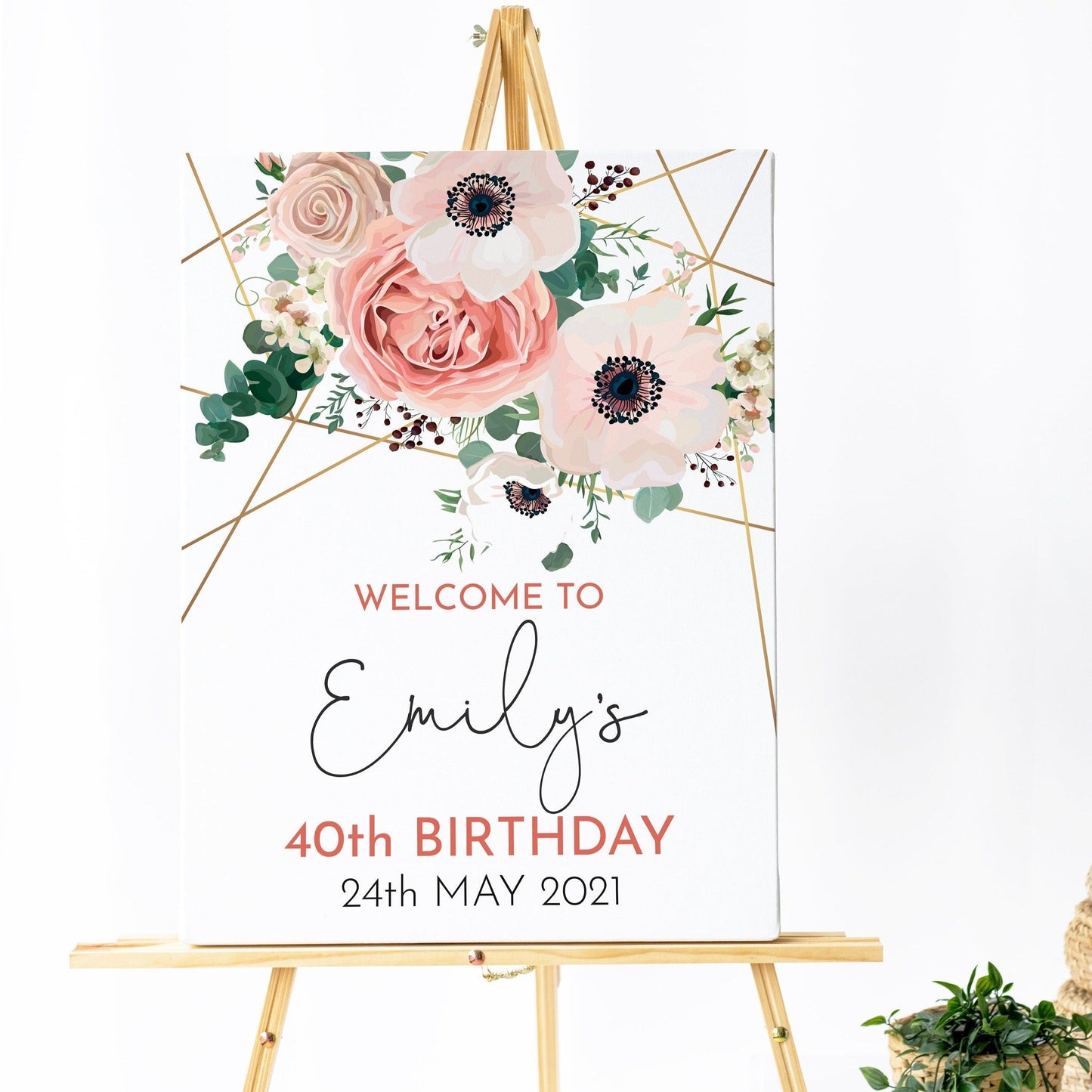 Blush Pink Birthday Party Sign