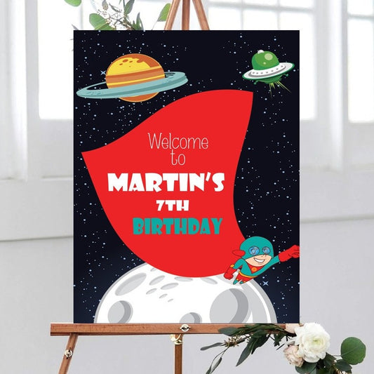 Space Themed Birthday Party Sign