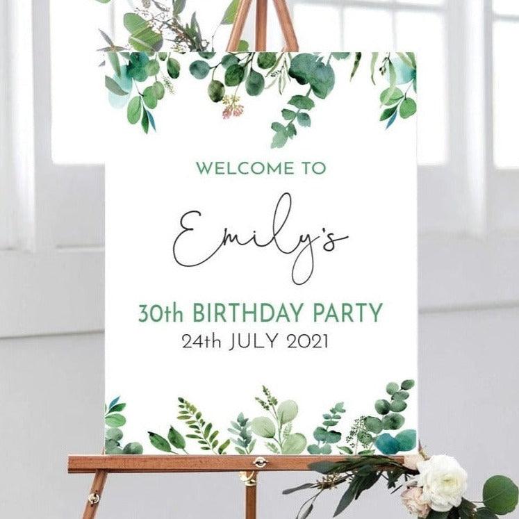 Eucalyptus Birthday Welcome Sign - Smart Party Shop