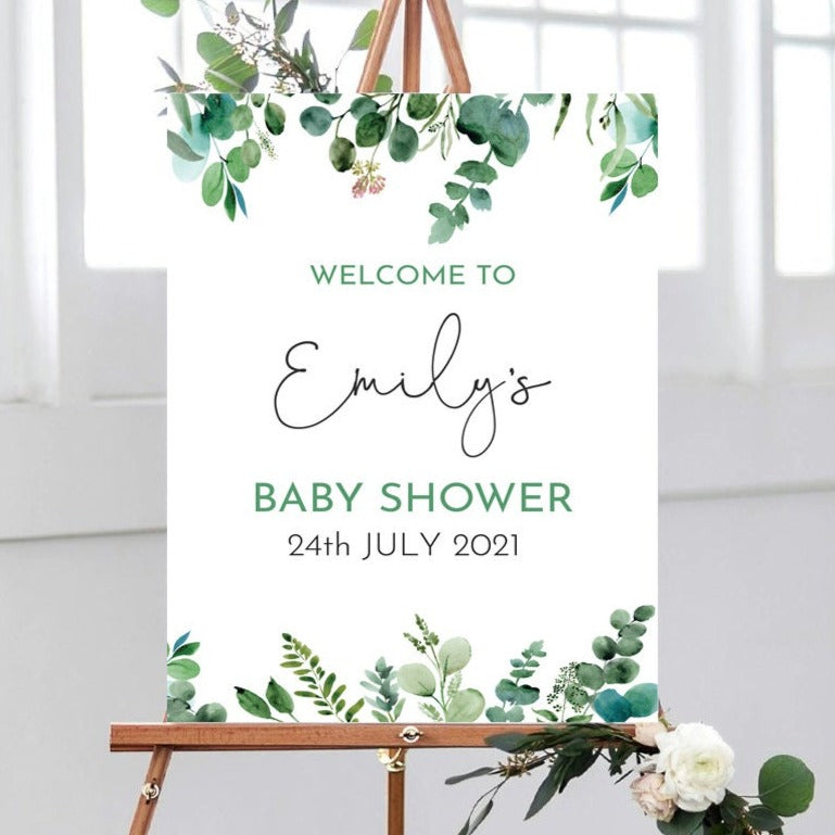 Baby Shower Sign, Eucalyptus Welcome Sign