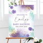 Purple Watercolour Baby Shower Welcome Sign