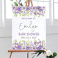 Purple Floral Baby Shower Sign