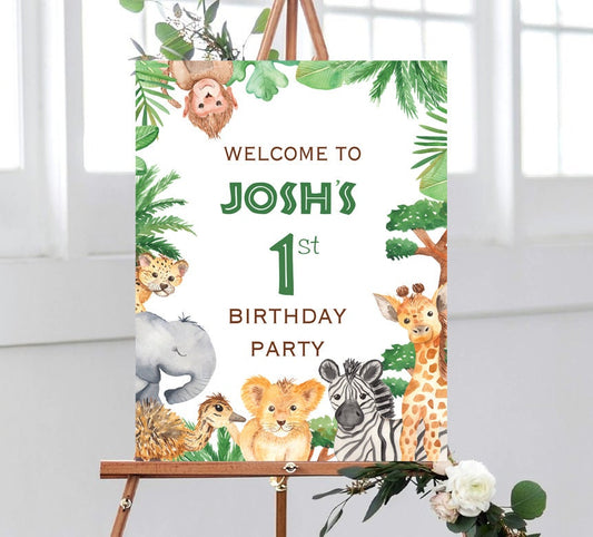 Safari Birthday Welcome Sign