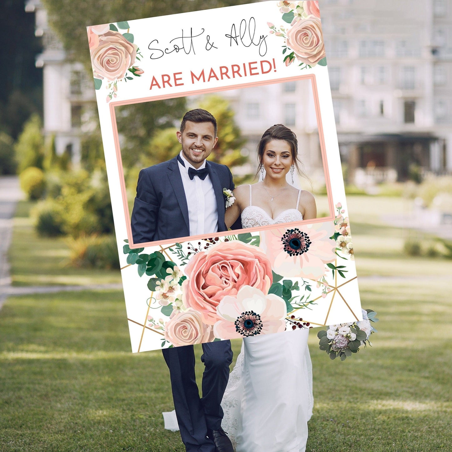 Peach Floral Wedding Selfie Frame