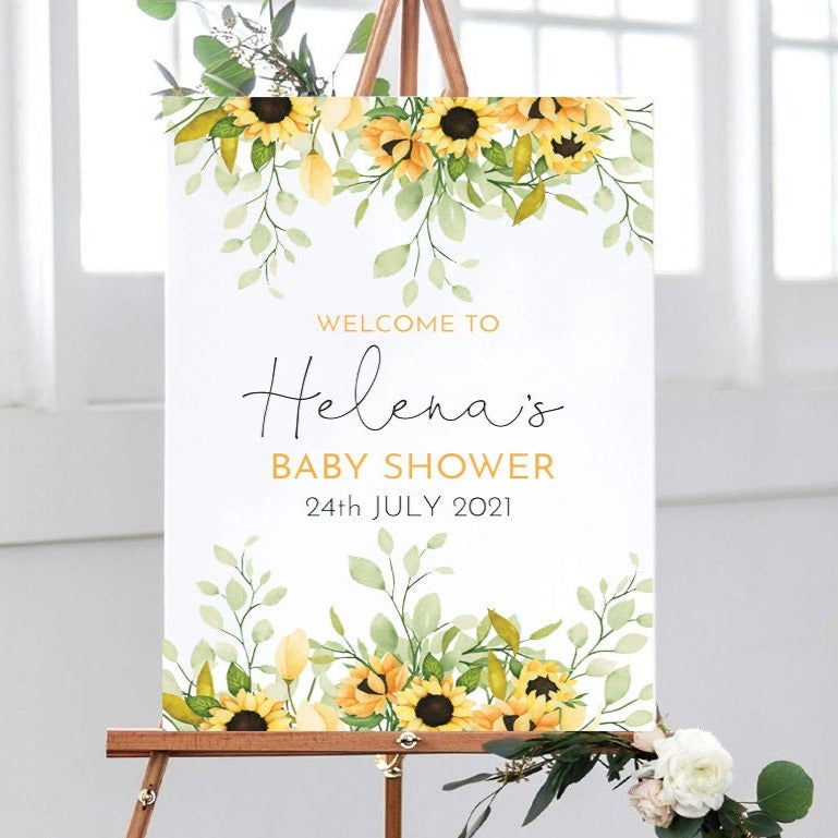 Sunflowers Baby Shower Welcome Sign