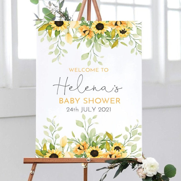 Baby Shower Sign, Sunflower Welcome Sign