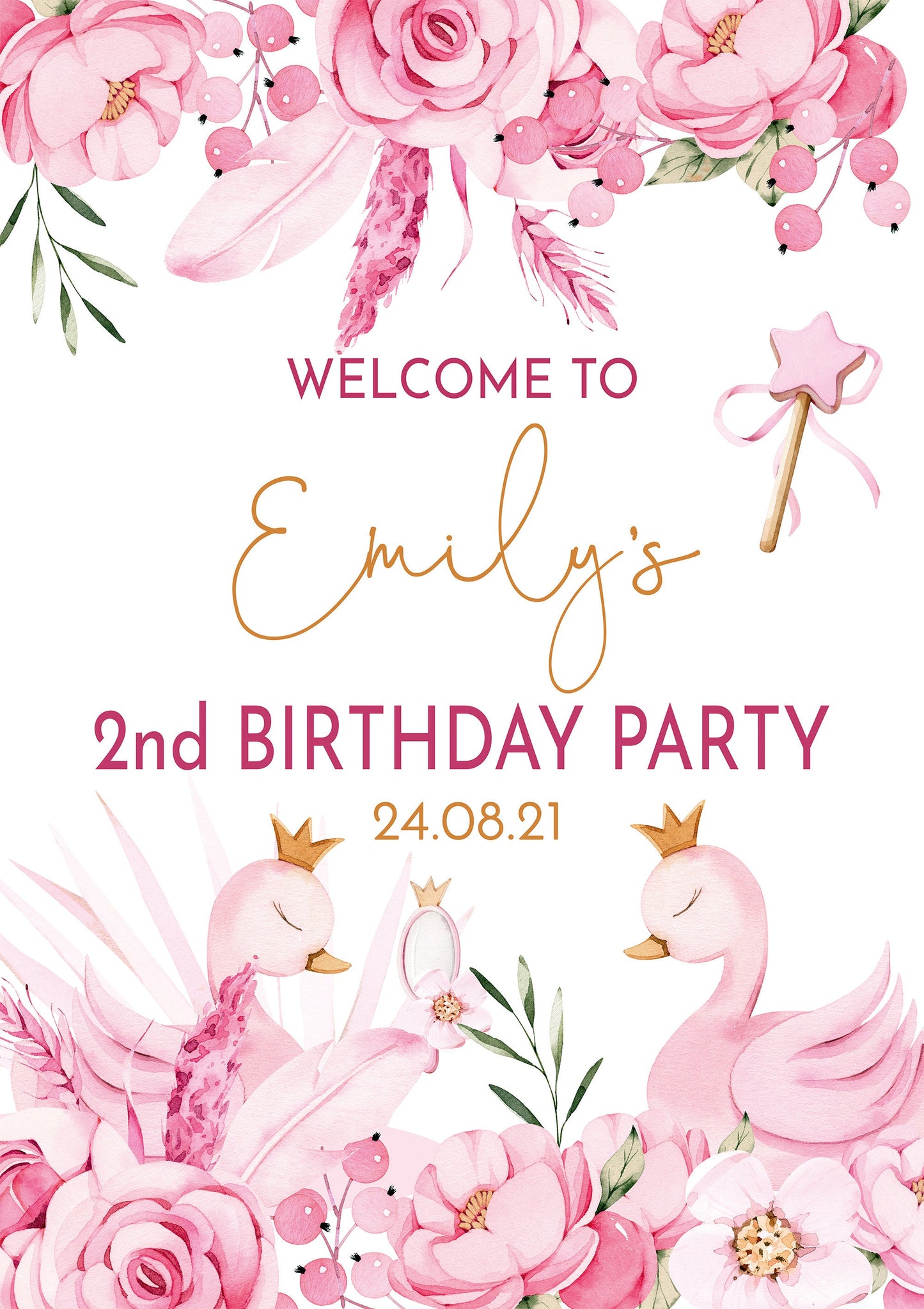 Princess Swan Birthday Party Sign