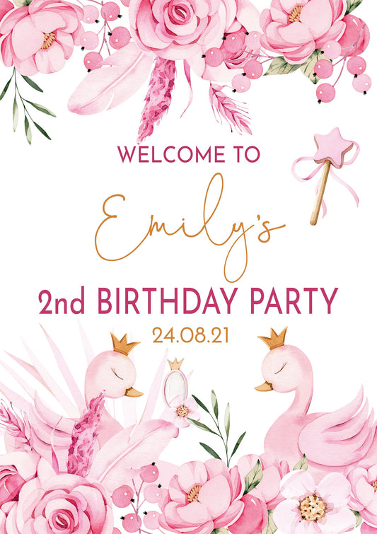 Princess Swan Birthday Party Sign