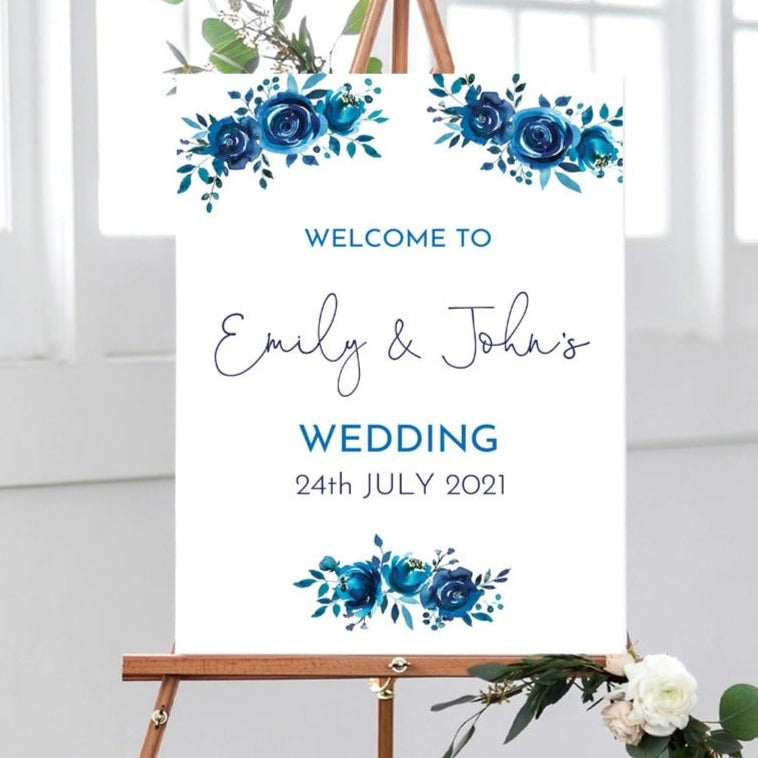 Royal Blue Wedding Welcome Sign