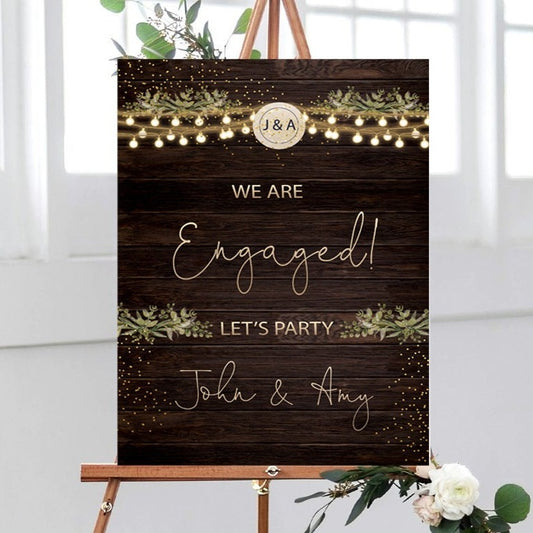 Rustic Engagement Party Welcome Sign