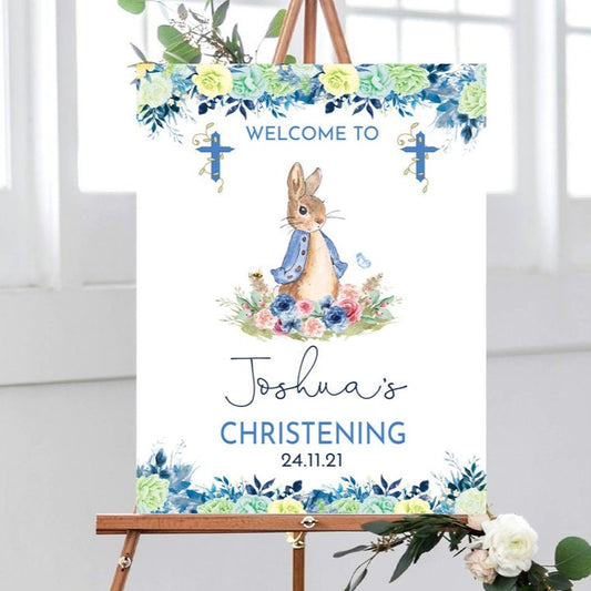 Peter Rabbit Christening Welcome Sign