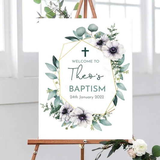 Eucalyptus Baptism Welcome Sign