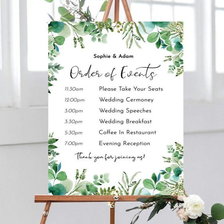 Greenery Wedding Order of Events – Smart Party Shop