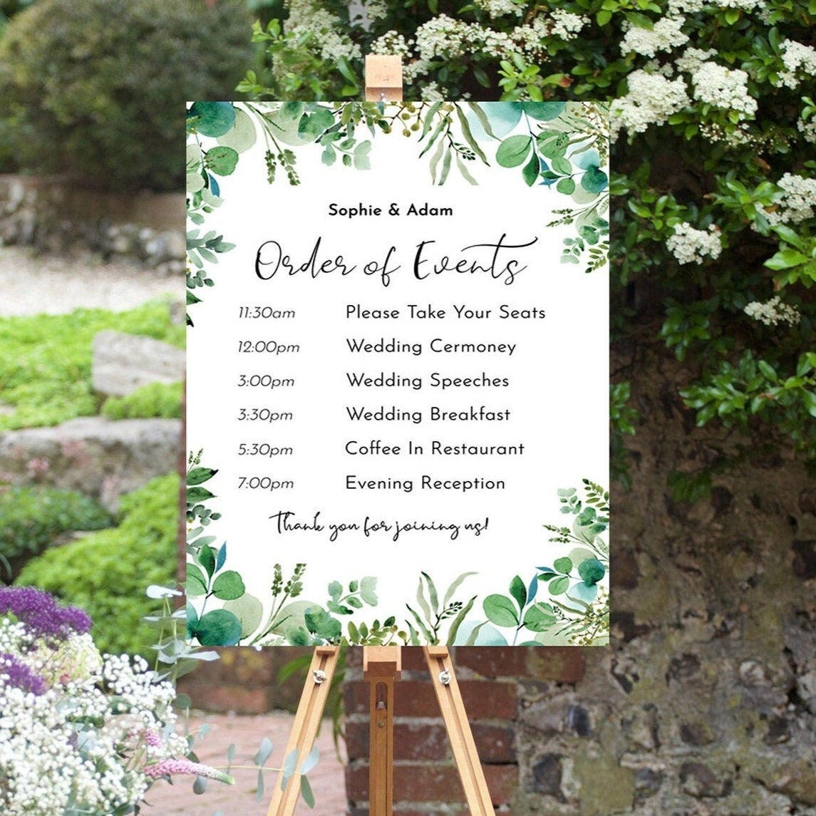 Greenery Wedding Order of Events