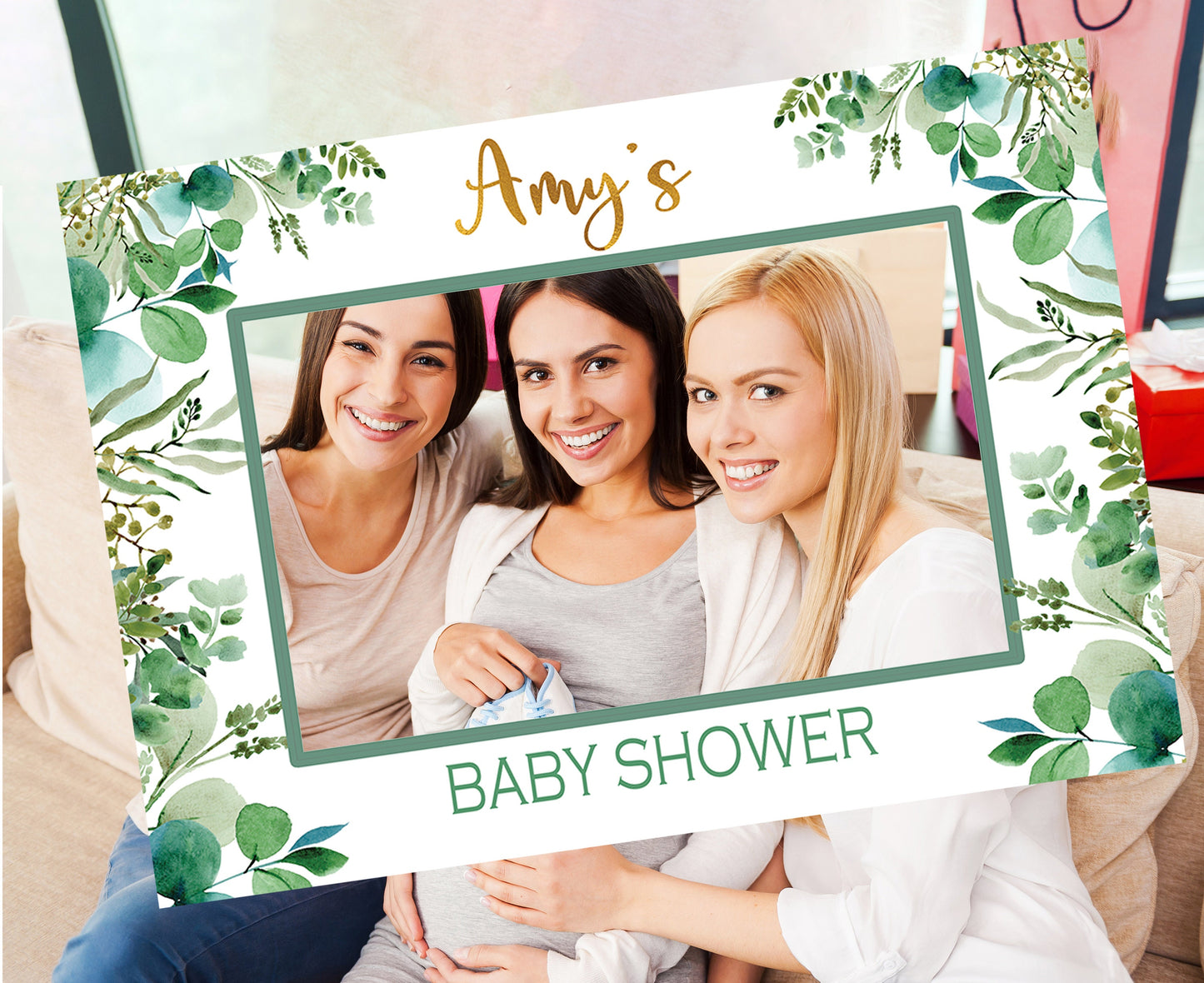 Eucalyptus Greenery Baby Shower Party Selfie Frame