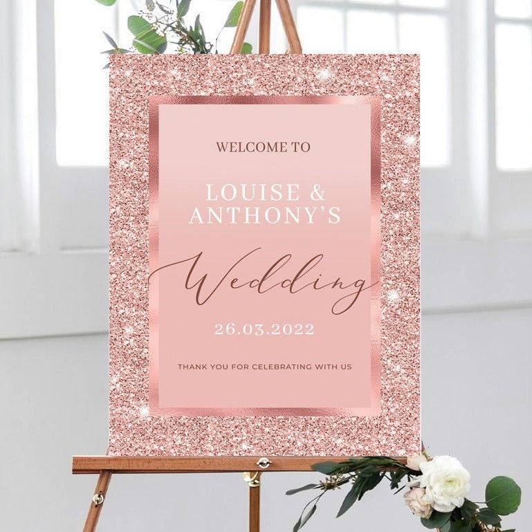 Rose Gold Wedding Welcome Sign