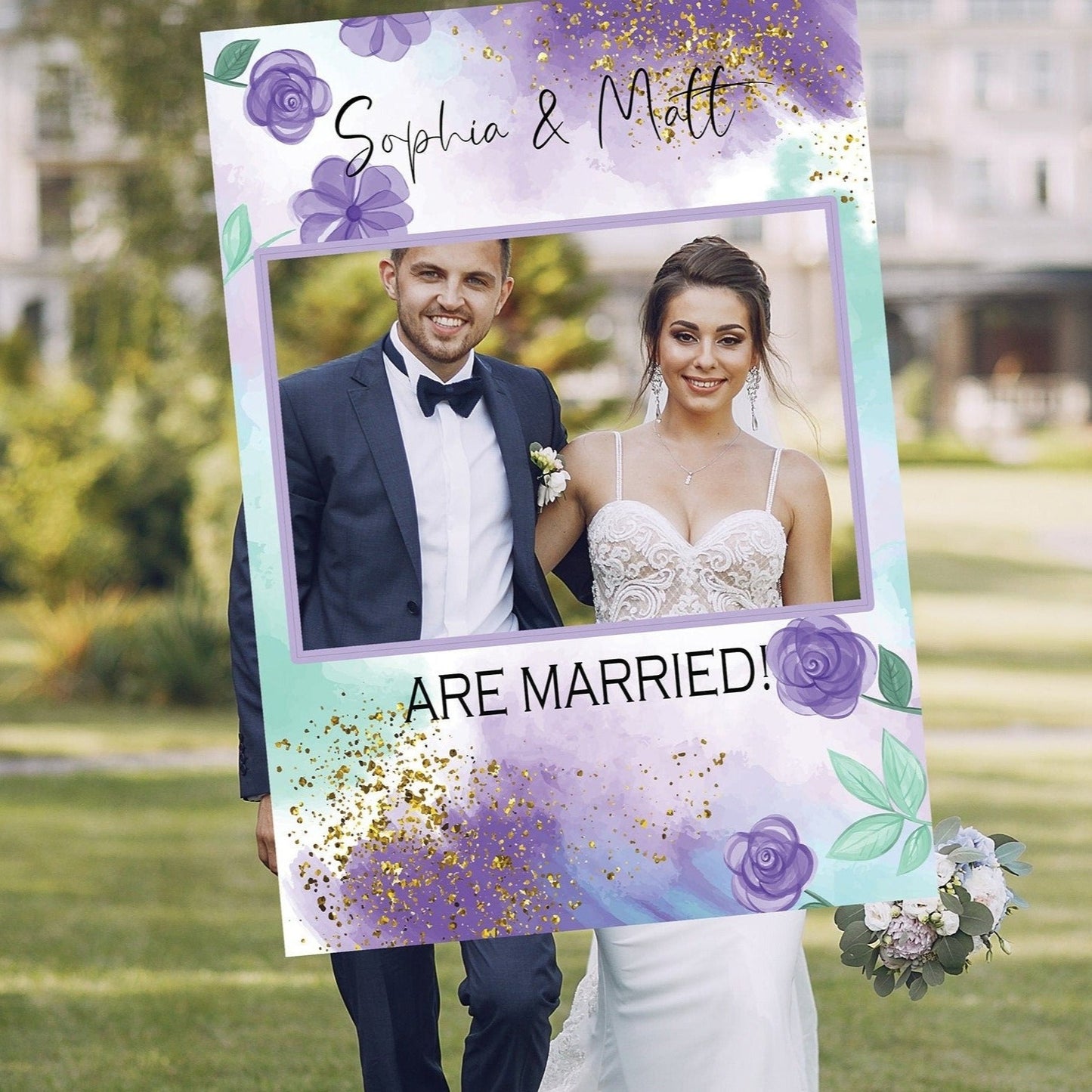 Purple Floral Wedding Party Frame