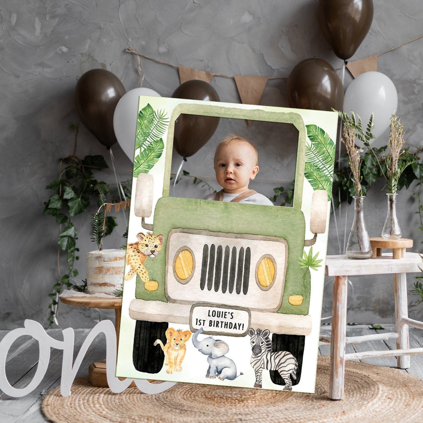 Wild One Jeep Safari Birthday Selfie Frame