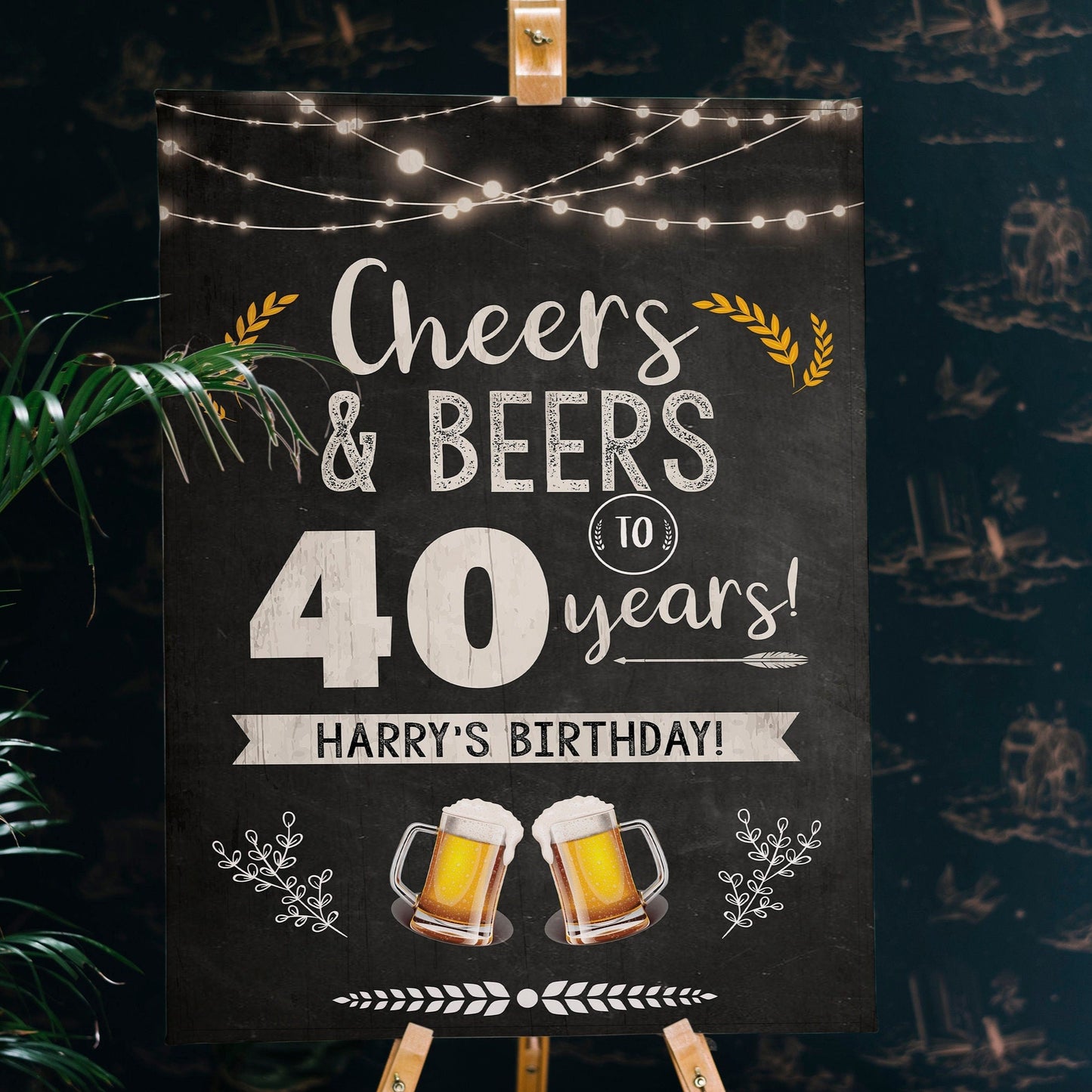 Cheers and Beers Birthday Party Welcome Sign