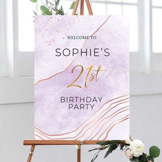 Liquid Watercolor 21st Birthday Sign