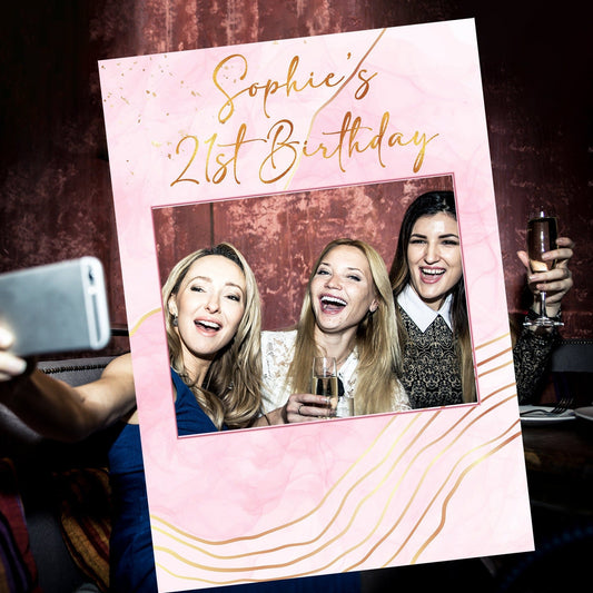 Liquid Watercolor 21st Birthday Party Selfie Frame