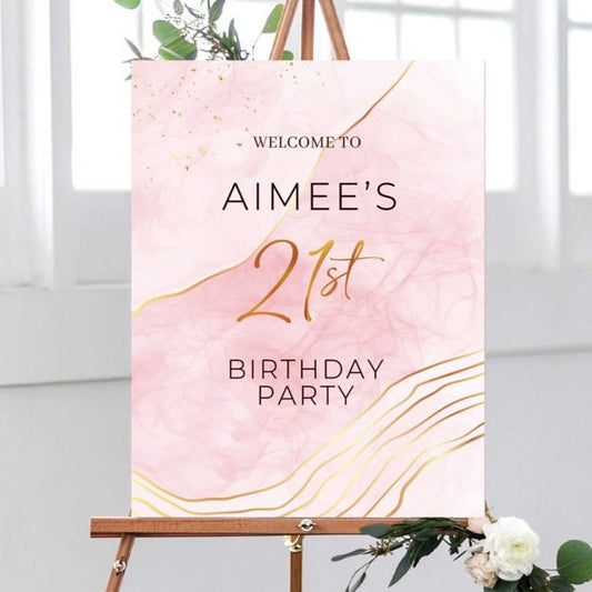 Liquid Watercolor 21st Birthday Sign