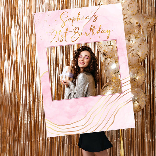 Liquid Watercolor 21st Birthday Party Selfie Frame