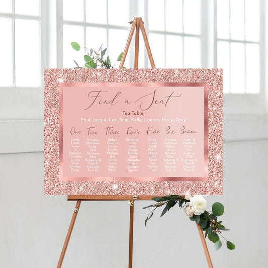 Rose Gold Wedding Seating Plan Sign