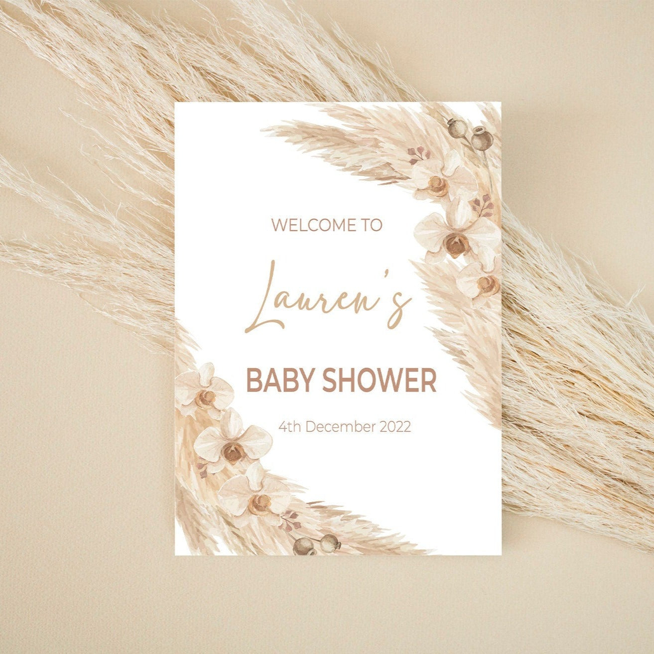 Pampas Boho Baby Shower Sign