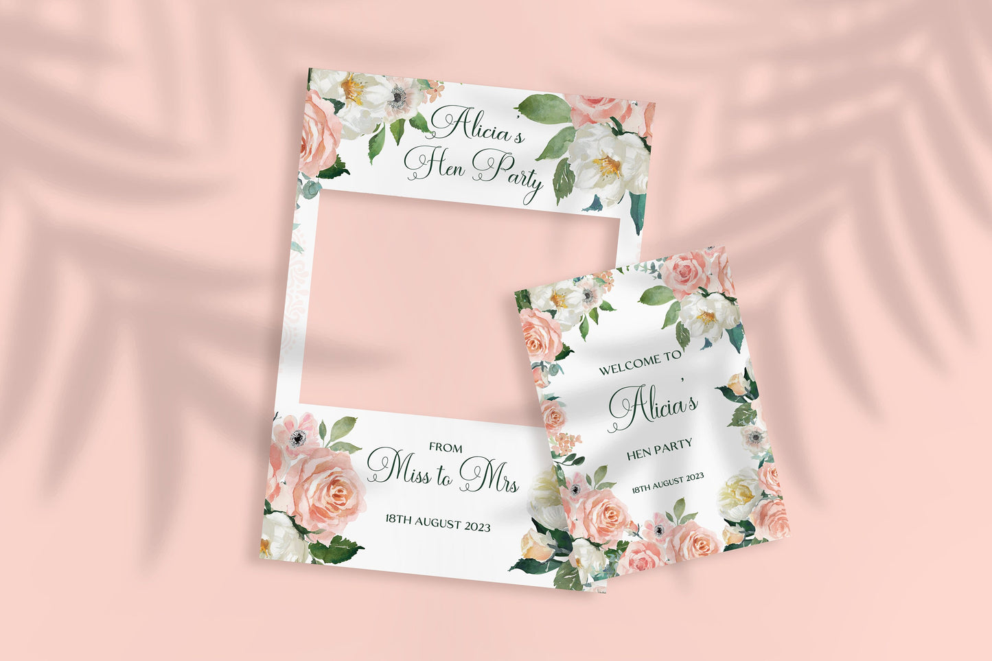 Blush Hen Party Selfie Frame and Party Sign