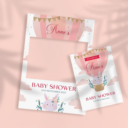 Pink Rabbit Baby Shower Selfie Frame