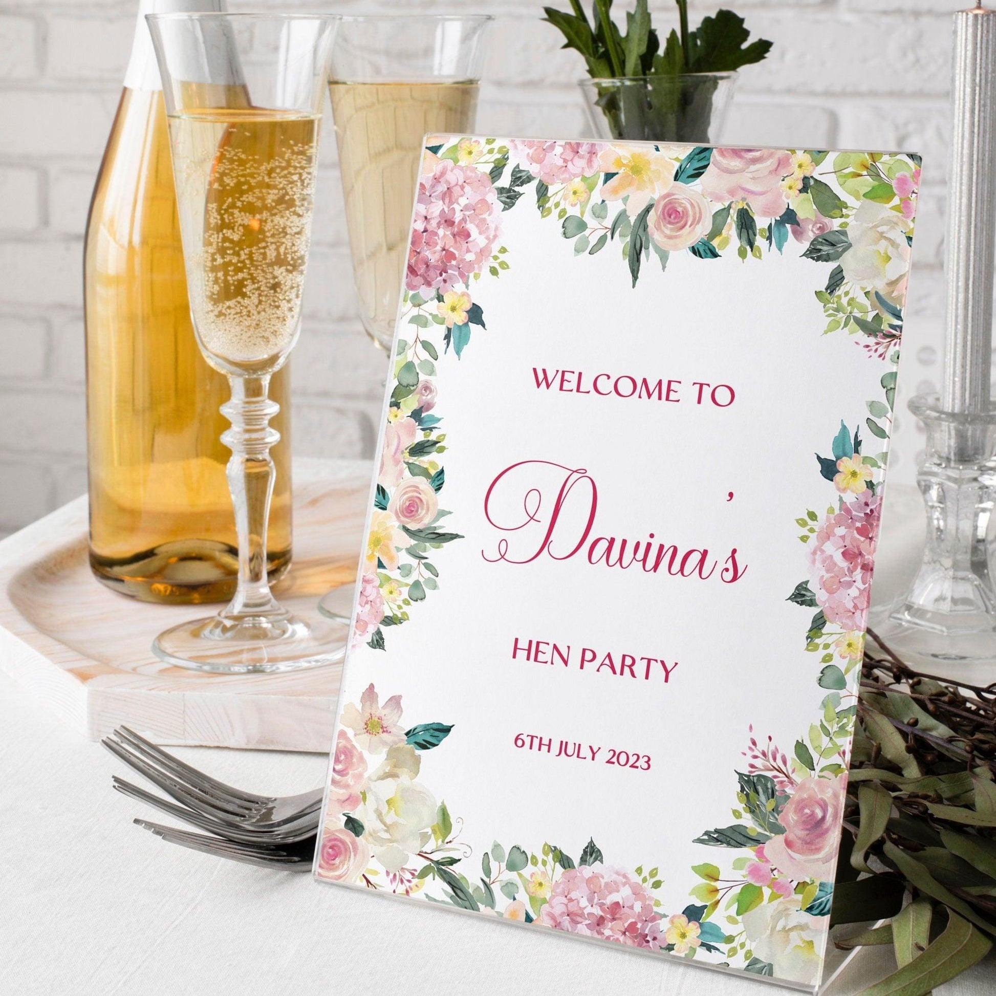 Pink Floral Hen Party Selfie Frame and Party Sign - Smart Party Shop